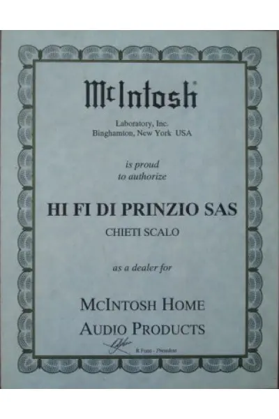 McIntosh Official Certificate